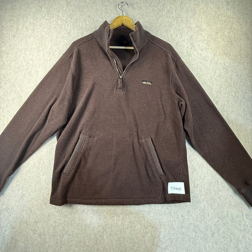 Kavu Mens Medium Brown Fleece Quarter Zip Pullover Mock Neck Outdoor Sweater